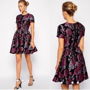 Asos Floral Jacquard Skater Dress in Hot Pink!
